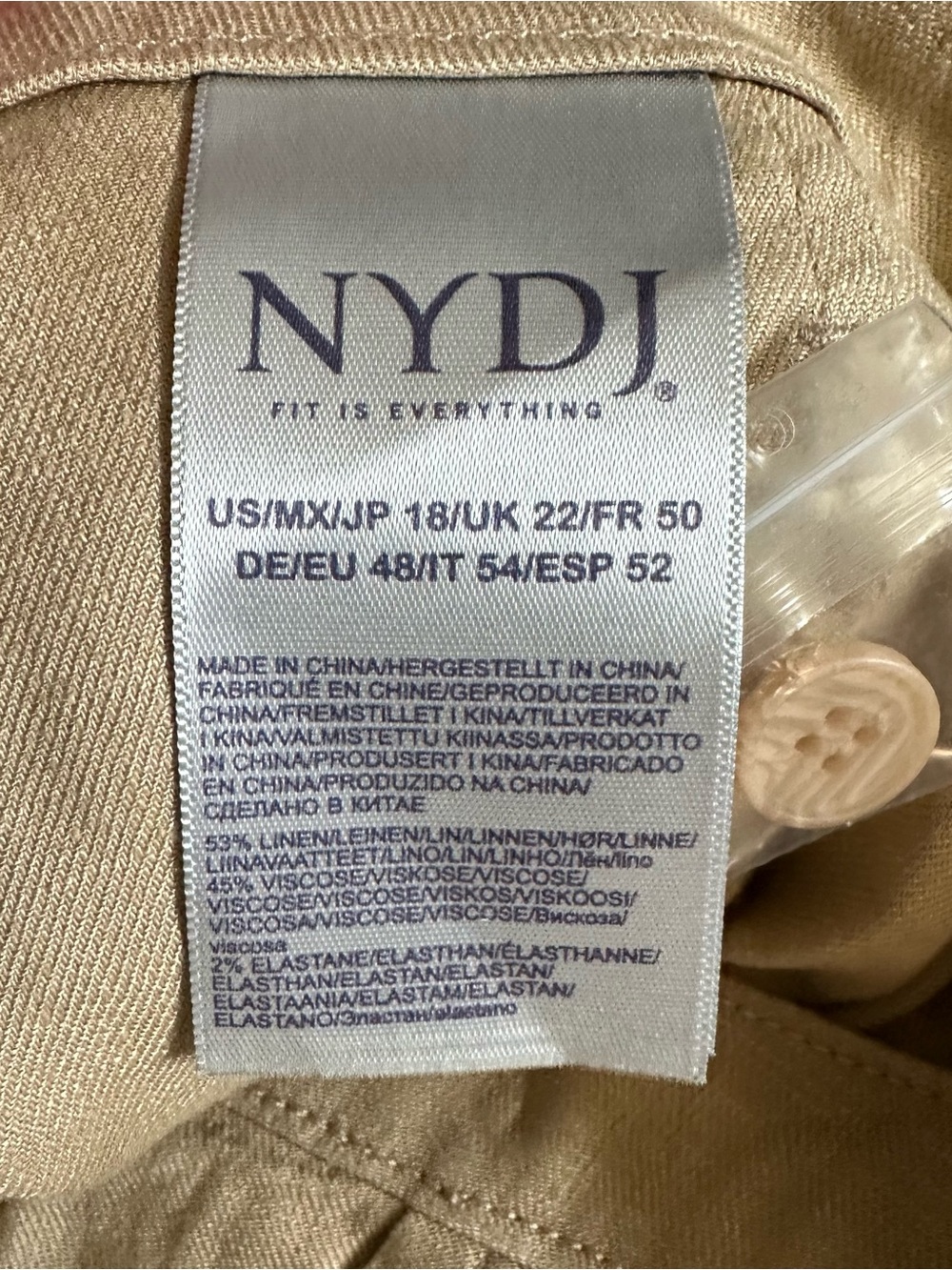NYDJ Linen Blend Wide Leg Crop Pants Warm Sand Size 18 NWT - Picture 7 of 7